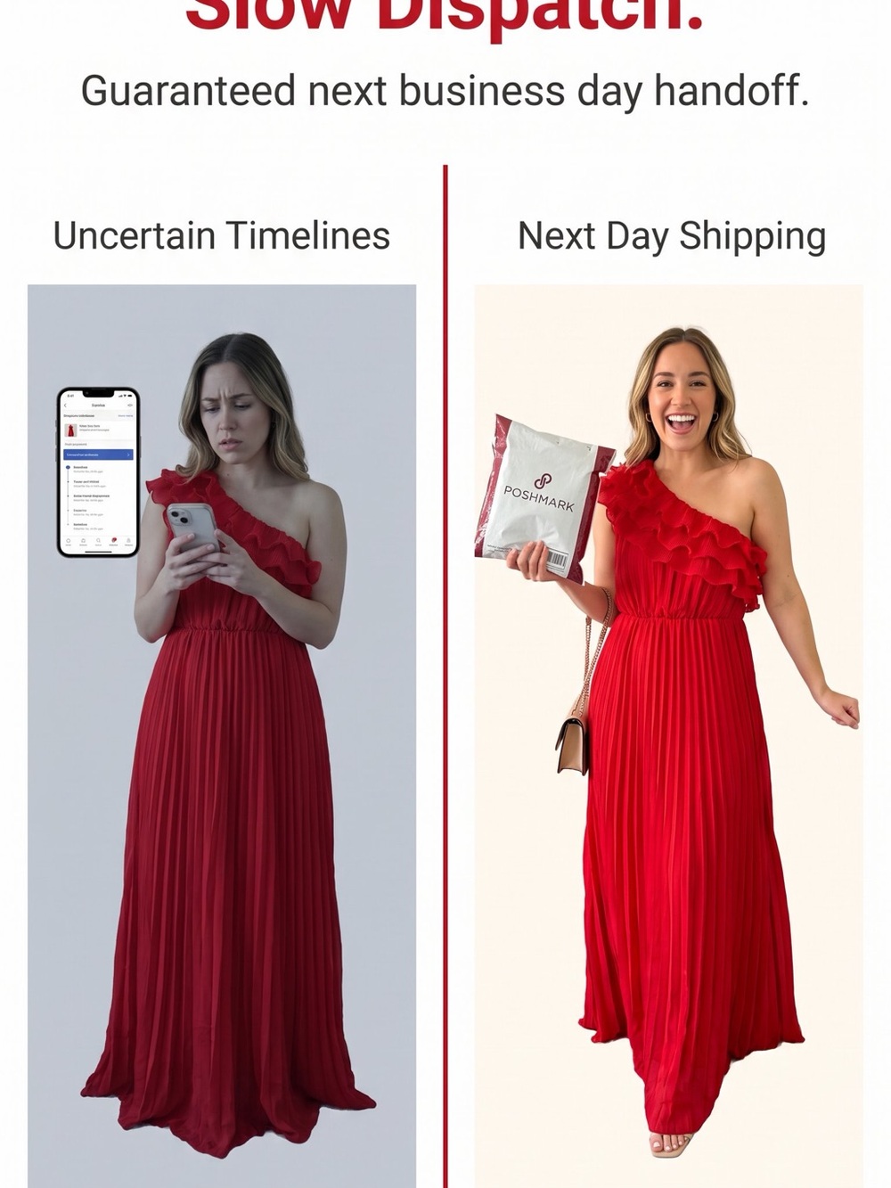 Ladies One-Shoulder Red Ruffle Maxi Dress - Picture 6 of 6